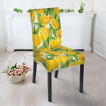 Yellow Spring Tulip Pattern Print Dining Chair Slipcover