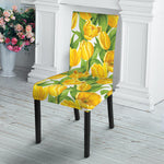 Yellow Spring Tulip Pattern Print Dining Chair Slipcover