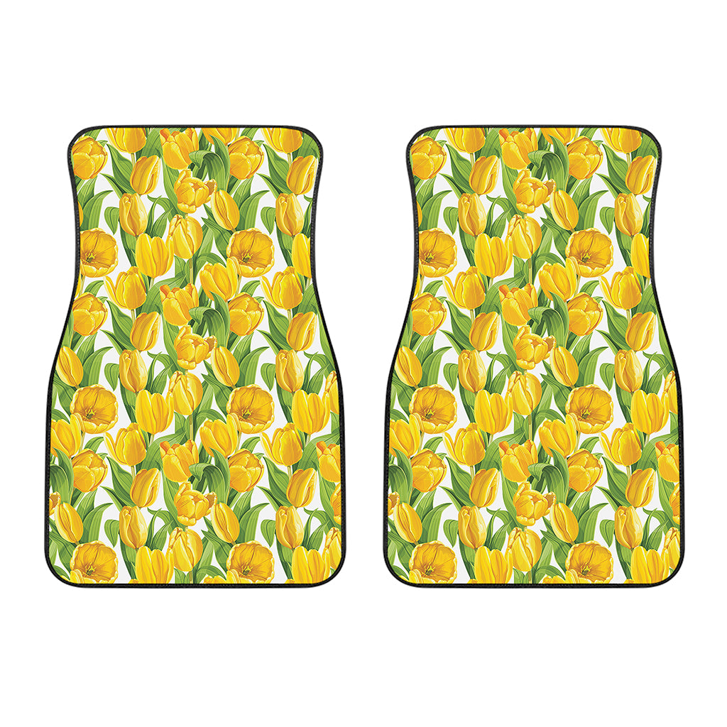 Yellow Spring Tulip Pattern Print Front Car Floor Mats