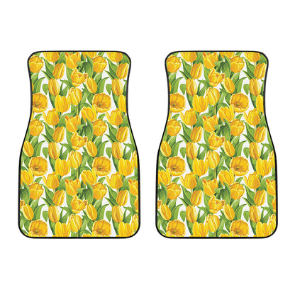 Yellow Spring Tulip Pattern Print Front Car Floor Mats
