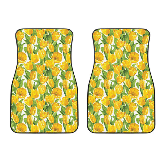 Yellow Spring Tulip Pattern Print Front Car Floor Mats