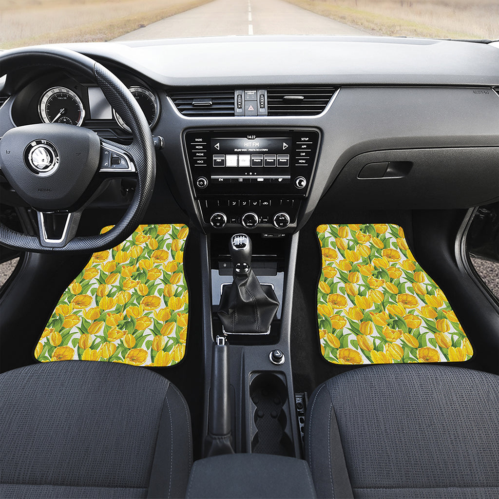 Yellow Spring Tulip Pattern Print Front Car Floor Mats