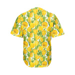 Yellow Spring Tulip Pattern Print Men's Baseball Jersey
