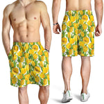 Yellow Spring Tulip Pattern Print Men's Shorts