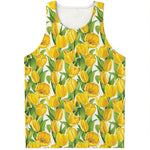 Yellow Spring Tulip Pattern Print Men's Tank Top