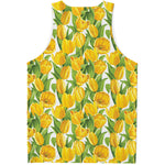 Yellow Spring Tulip Pattern Print Men's Tank Top