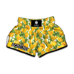 Yellow Spring Tulip Pattern Print Muay Thai Boxing Shorts