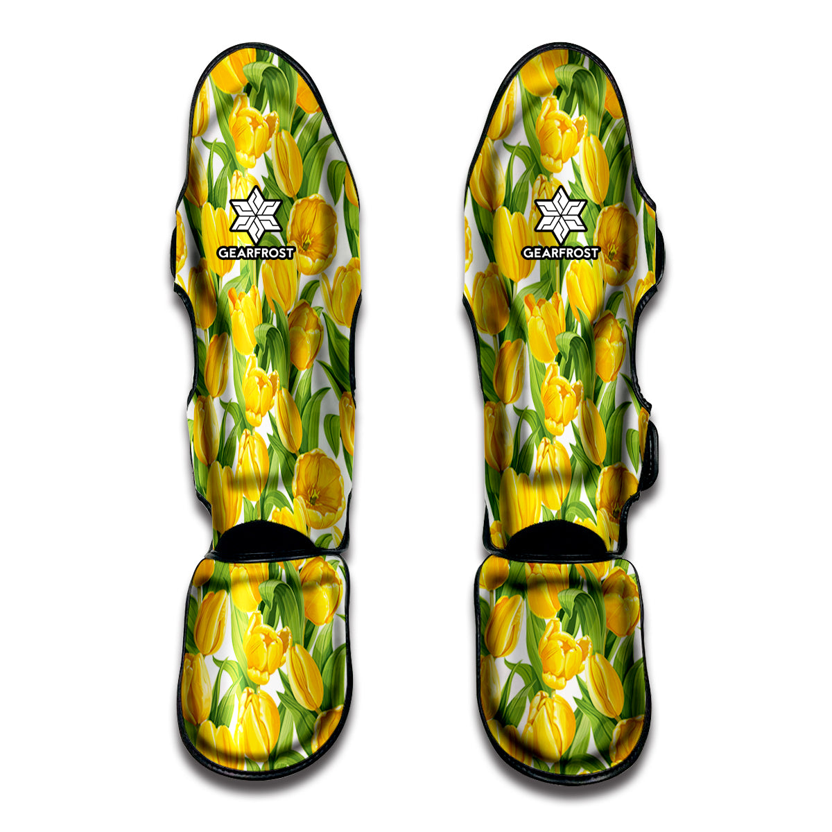 Yellow Spring Tulip Pattern Print Muay Thai Shin Guard