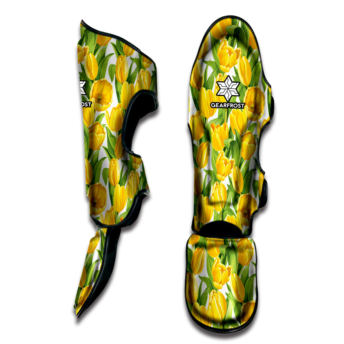 Yellow Spring Tulip Pattern Print Muay Thai Shin Guard