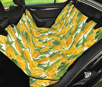 Yellow Spring Tulip Pattern Print Pet Car Back Seat Cover