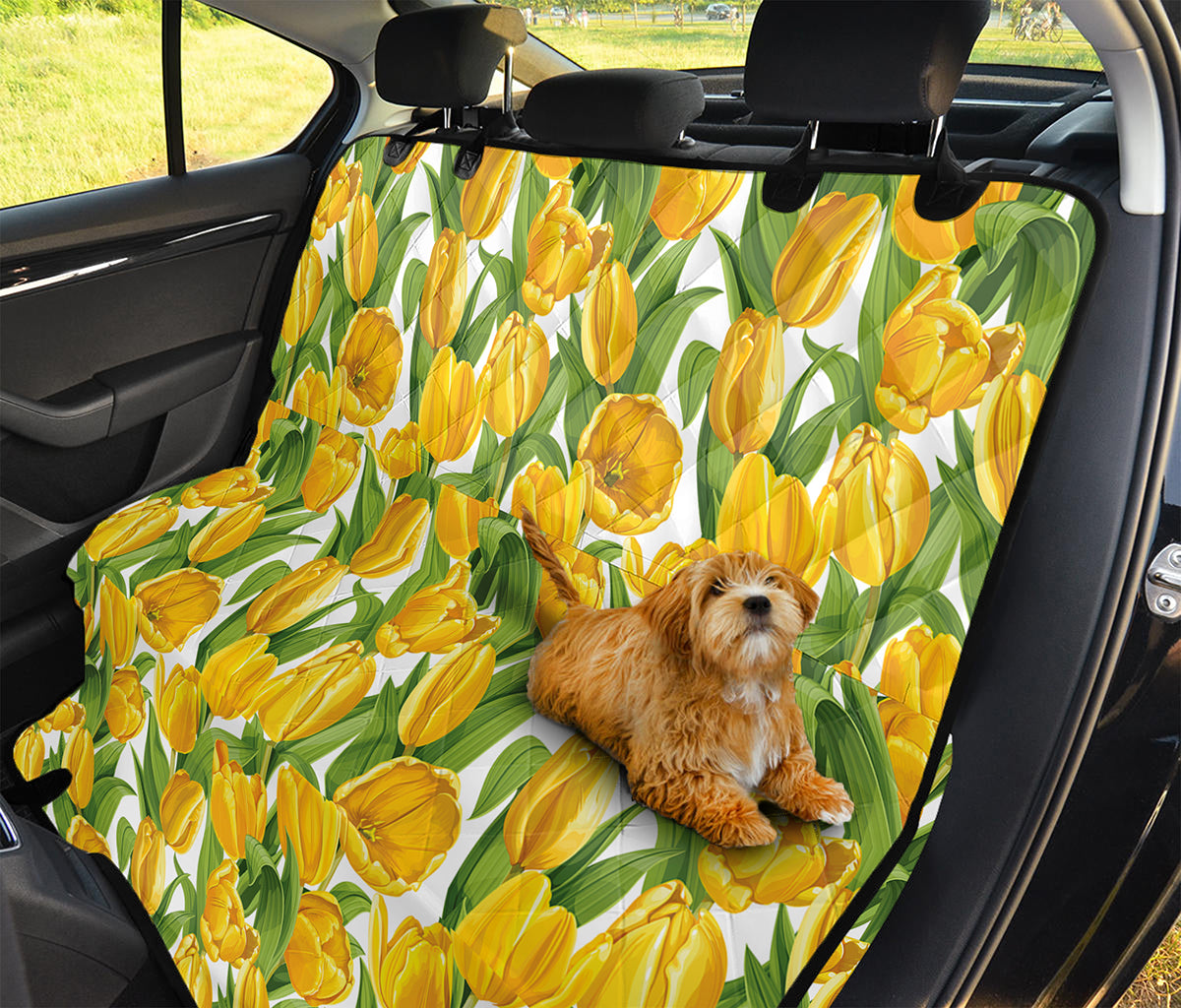 Yellow Spring Tulip Pattern Print Pet Car Back Seat Cover