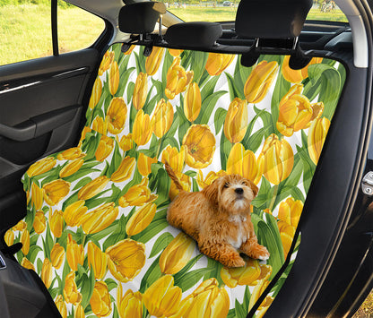 Yellow Spring Tulip Pattern Print Pet Car Back Seat Cover