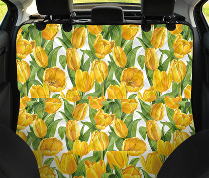 Yellow Spring Tulip Pattern Print Pet Car Back Seat Cover