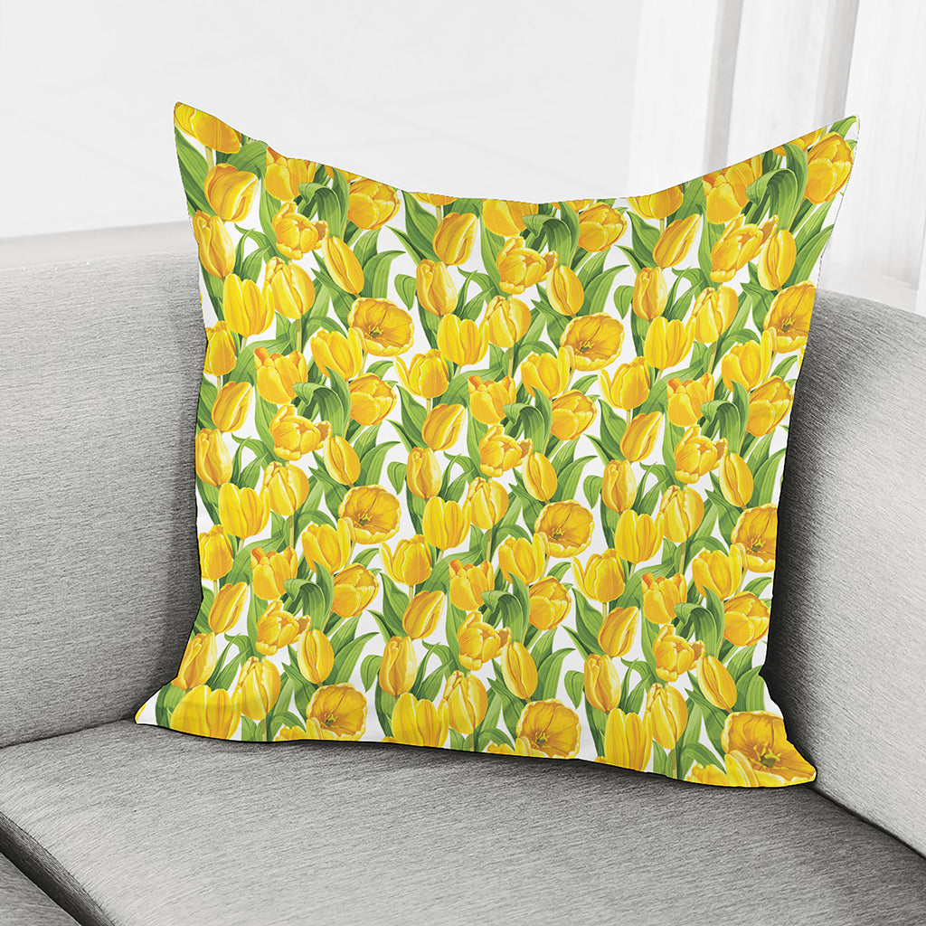 Yellow Spring Tulip Pattern Print Pillow Cover