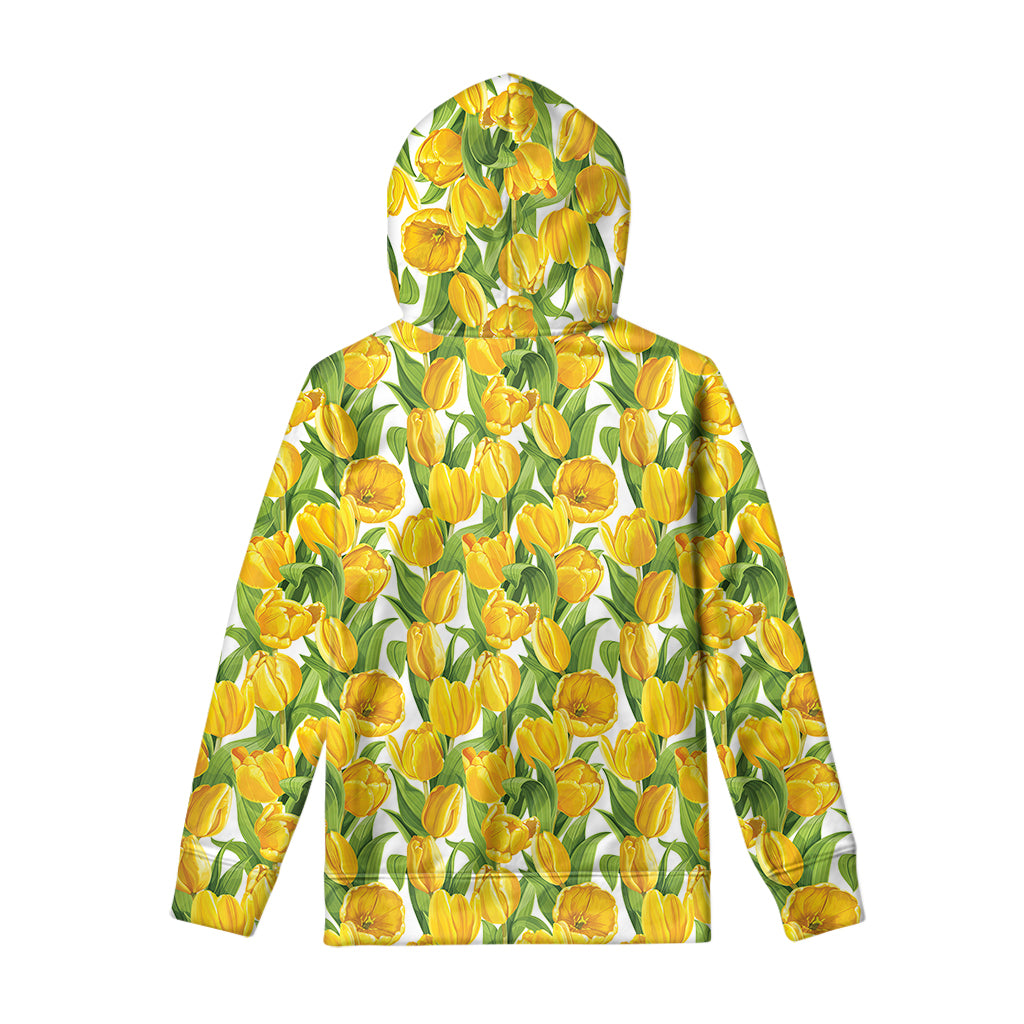 Yellow Spring Tulip Pattern Print Pullover Hoodie