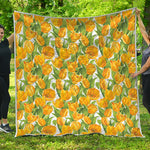 Yellow Spring Tulip Pattern Print Quilt