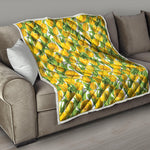 Yellow Spring Tulip Pattern Print Quilt