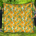 Yellow Spring Tulip Pattern Print Quilt