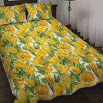 Yellow Spring Tulip Pattern Print Quilt Bed Set