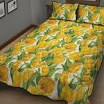 Yellow Spring Tulip Pattern Print Quilt Bed Set