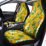 Yellow Spring Tulip Pattern Print Universal Fit Car Seat Covers