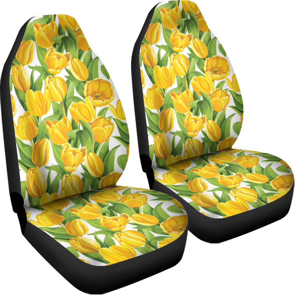 Yellow Spring Tulip Pattern Print Universal Fit Car Seat Covers