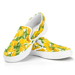 Yellow Spring Tulip Pattern Print White Slip On Shoes