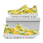 Yellow Spring Tulip Pattern Print White Sneakers