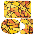 Yellow Stained Glass Mosaic Print 3 Piece Bath Mat Set