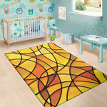 Yellow Stained Glass Mosaic Print Area Rug