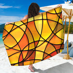 Yellow Stained Glass Mosaic Print Beach Sarong Wrap