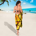Yellow Stained Glass Mosaic Print Beach Sarong Wrap