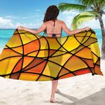 Yellow Stained Glass Mosaic Print Beach Sarong Wrap