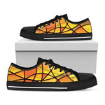 Yellow Stained Glass Mosaic Print Black Low Top Shoes