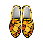 Yellow Stained Glass Mosaic Print Black Slip On Shoes