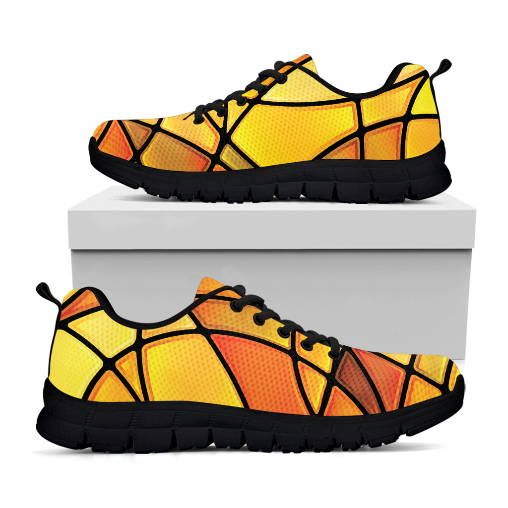 Yellow Stained Glass Mosaic Print Black Sneakers