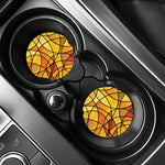 Yellow Stained Glass Mosaic Print Car Coasters