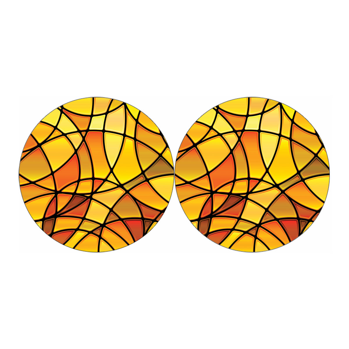 Yellow Stained Glass Mosaic Print Car Coasters