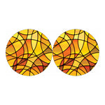Yellow Stained Glass Mosaic Print Car Coasters
