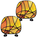Yellow Stained Glass Mosaic Print Car Headrest Covers