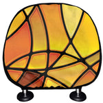 Yellow Stained Glass Mosaic Print Car Headrest Covers