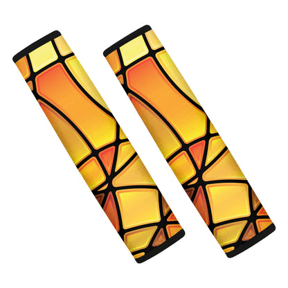 Yellow Stained Glass Mosaic Print Car Seat Belt Covers