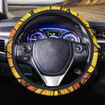 Yellow Stained Glass Mosaic Print Car Steering Wheel Cover