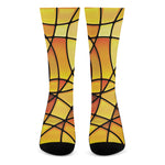 Yellow Stained Glass Mosaic Print Crew Socks