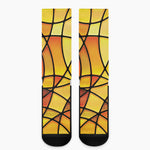 Yellow Stained Glass Mosaic Print Crew Socks