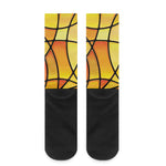 Yellow Stained Glass Mosaic Print Crew Socks