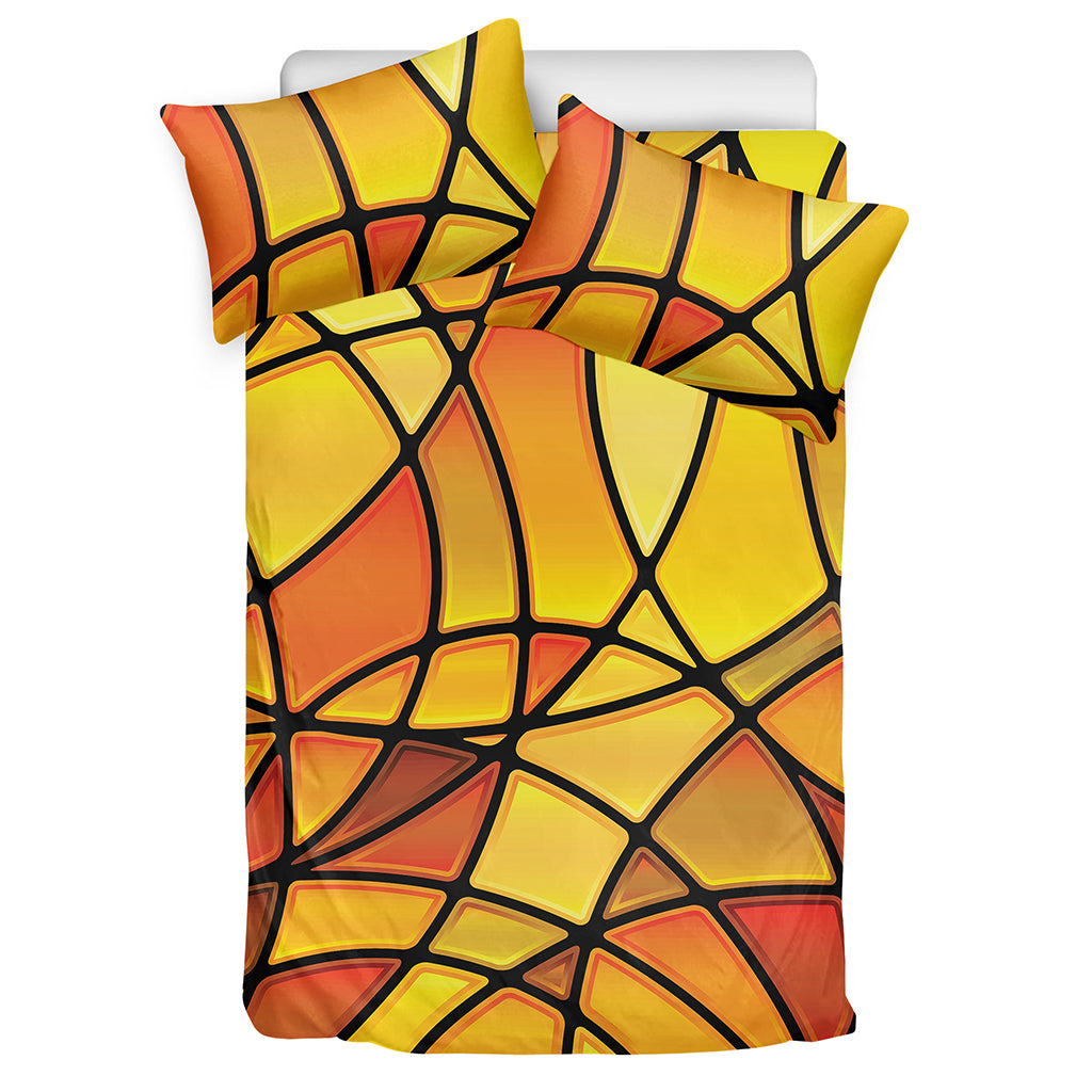 Yellow Stained Glass Mosaic Print Duvet Cover Bedding Set