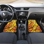 Yellow Stained Glass Mosaic Print Front and Back Car Floor Mats
