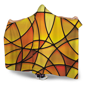 Yellow Stained Glass Mosaic Print Hooded Blanket