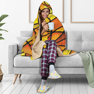 Yellow Stained Glass Mosaic Print Hooded Blanket